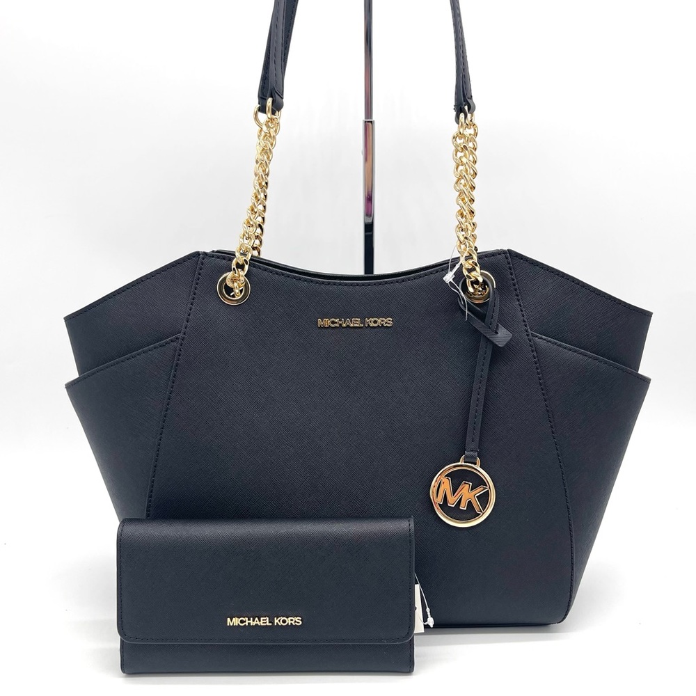 Michael Kors Large Chain Shoulder Tote Bag & Trifold Wallet - Picture 1 of 8